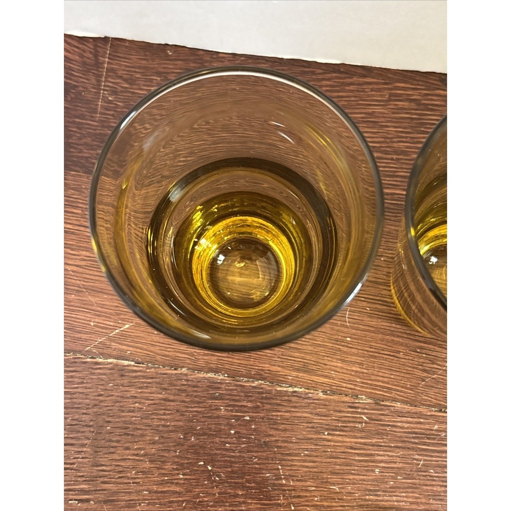 Vintage Libbey Honey Amber Ripple Wave Drinking Glasses Swirl Ripple Set Of 4 - Picture 7 of 7